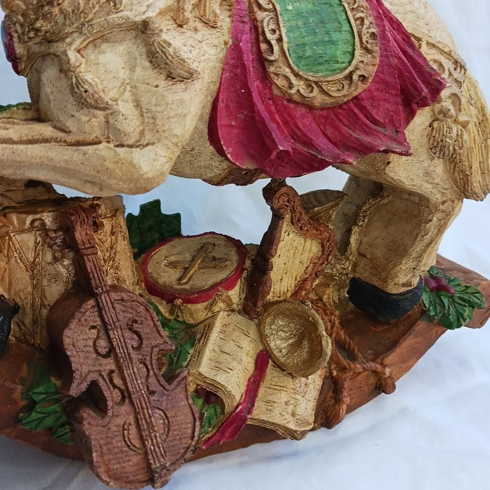 Resin Christmas Rocking Horse Violin Music 10x8x5